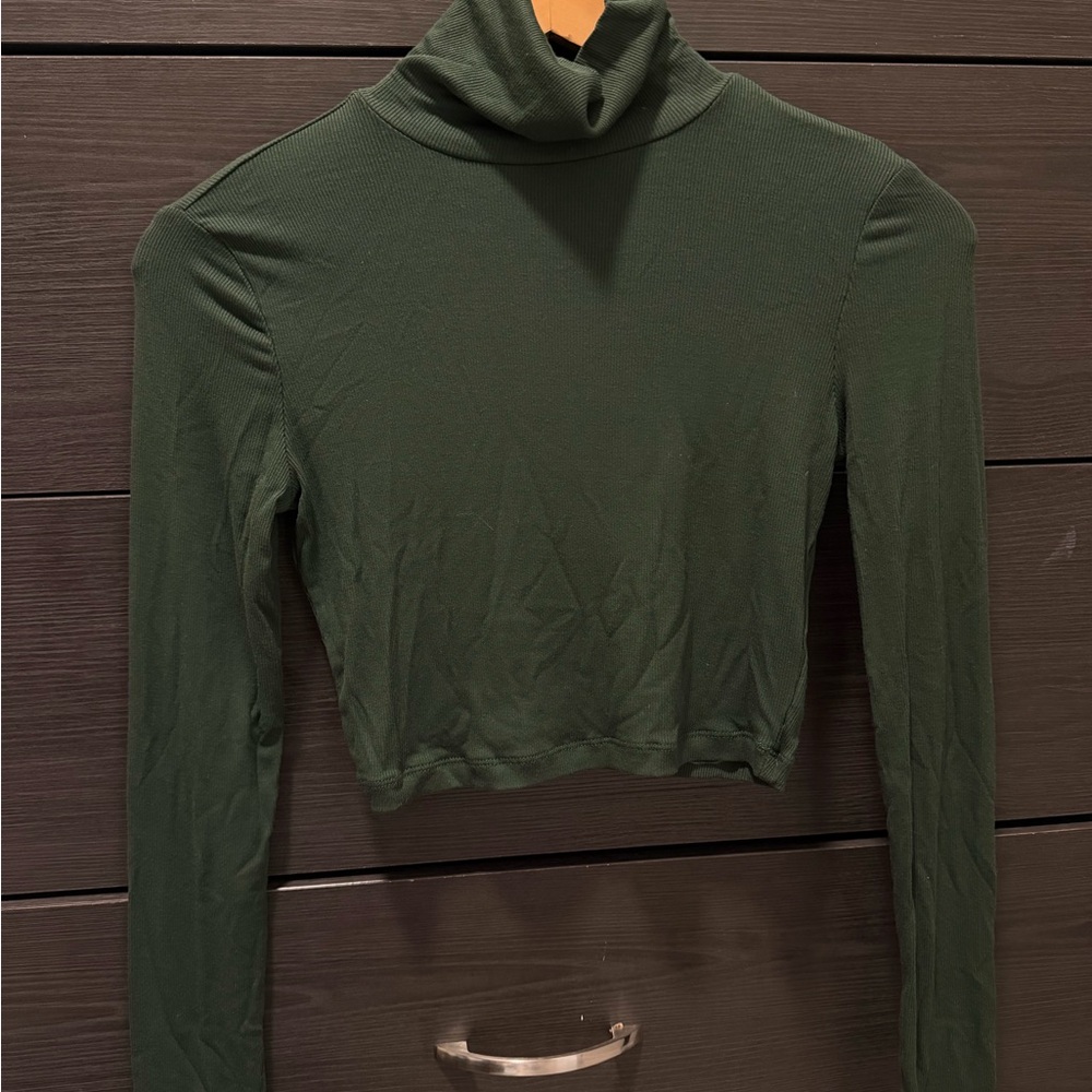Sunday Best Cropped Turtleneck Top in Olive